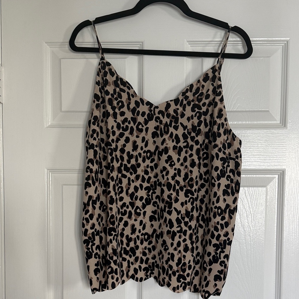 Halogen Leopard Print Camisole in Black and Tan